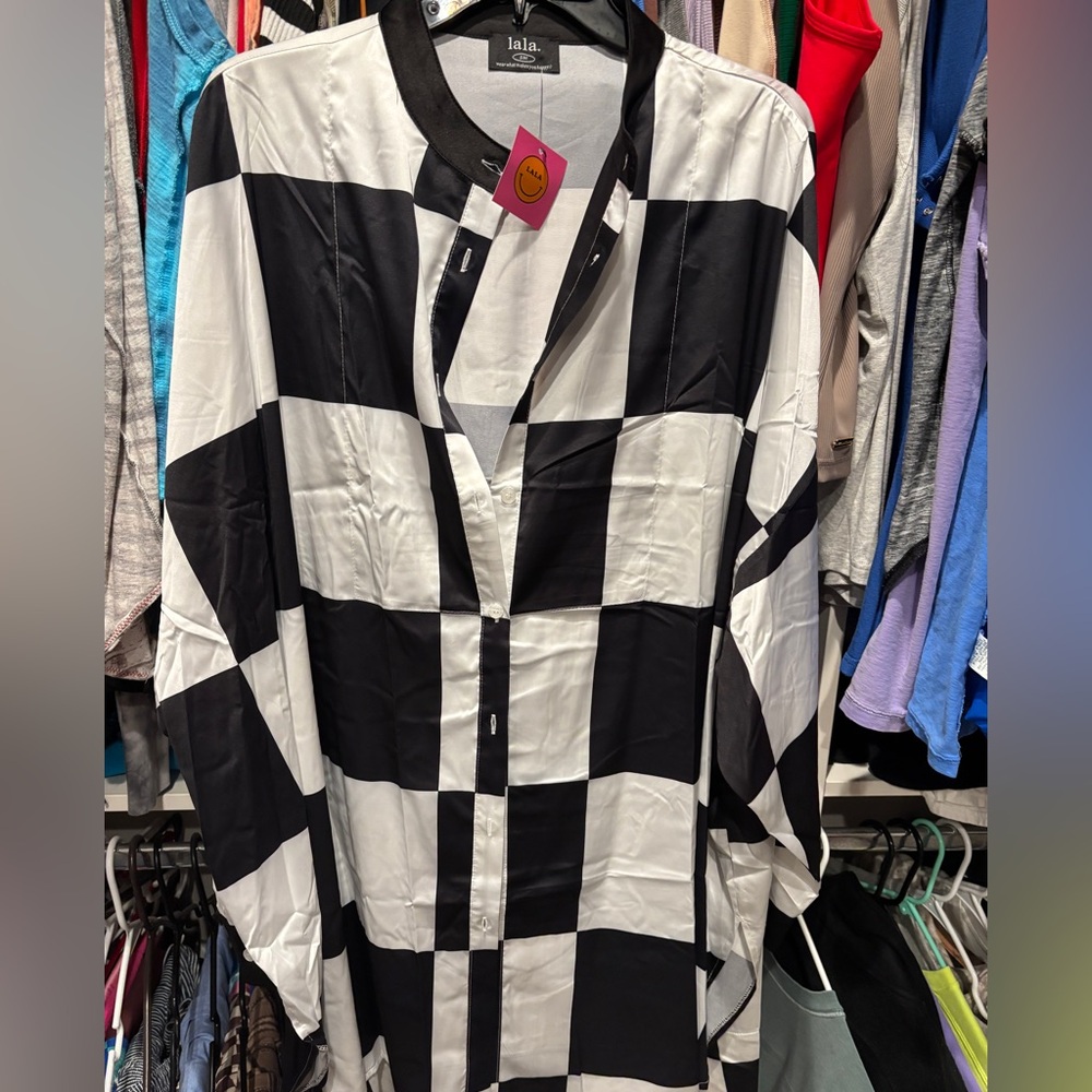 Dressed in lala check top small/medium  NWT black and white oversized